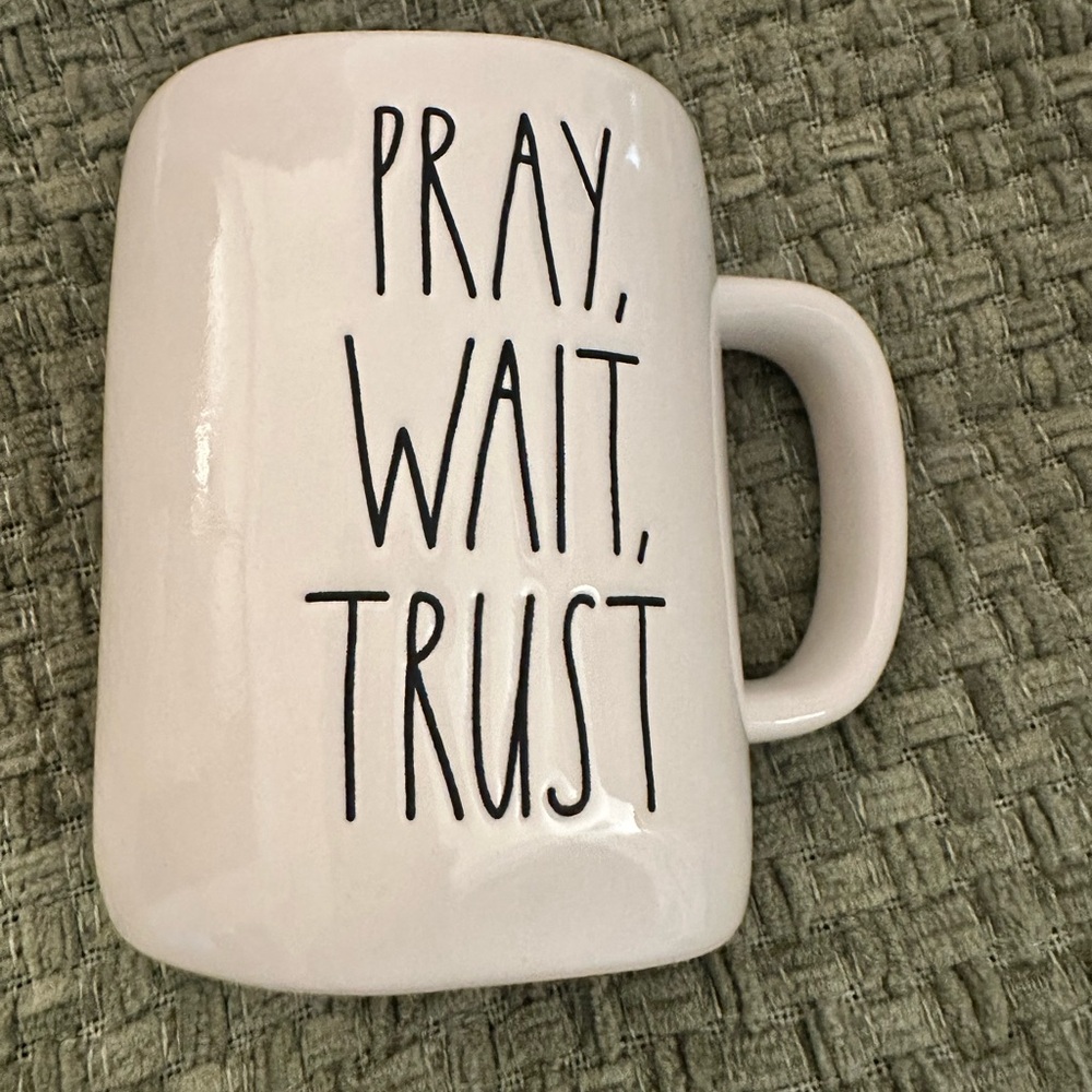 Rae Dunn Cream Mug - Pray, Wait, Trust
